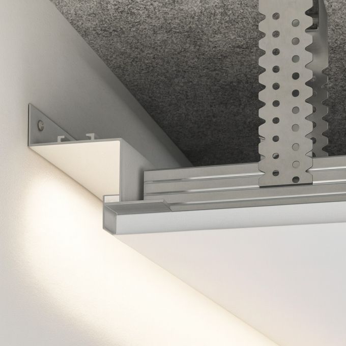 Profil distanțier umbră LED cu difuzor pentru tavane din gips-carton 40х50 mm alb