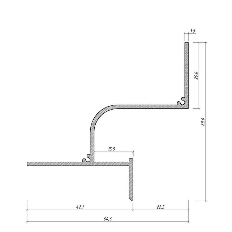 Profil distanțier umbră LED pentru tavane din gips-carton 23x37 mm alb