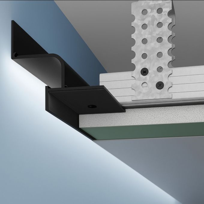 Profil distanțier umbră LED pentru tavane din gips-carton 23x37 mm negru