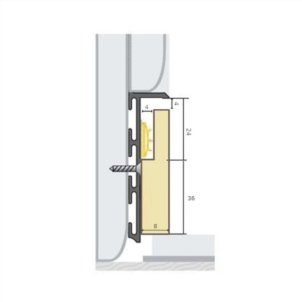 Inserție din MDF pentru benzi LED pentru o plintă ascunsă de 60×13.5 mm
